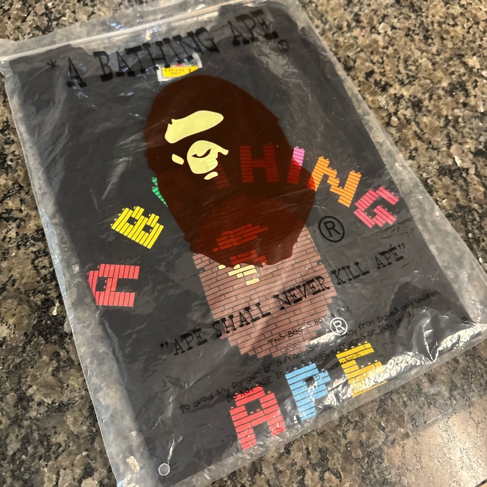 Bape Black Multicolor Logo Short Sleeve Tee